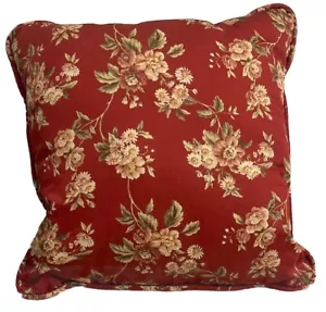 Waverly. Floral Decorative Red Flowers Throw Pillow. 16" x 16". Vintage. - Picture 1 of 9