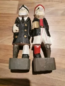 Vintage Wood Pirate Figurine Nautical Wooden DecorCarved Eye Patch Gold Cup Red - Picture 1 of 5