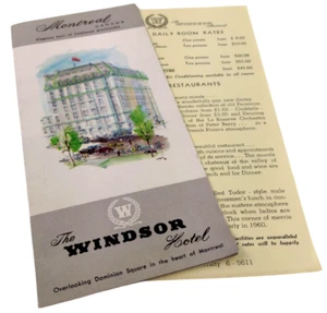 Windsor Hotel Montreal Brochure c1950 Fold-Out Colour Photos Sketches Rates 9x12 - Imagen 1 de 5