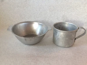 Pair of USSR Millitary alluminium Bowl a Tea/Coffe Mug from 1970's Belaz factory - Picture 1 of 6