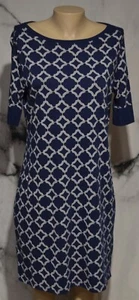 GILLIGAN & O'MALLEY Blue White Patterned Short Sleeve Cotton Blend Gown Large - Picture 1 of 8