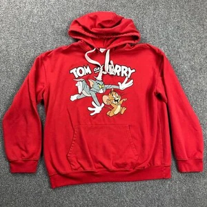 Tom & Jerry Hoodie Girls XXL 19 Yrs Red Pullover Drawstring Graphic Cotton Blend - Picture 1 of 8