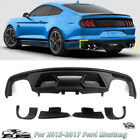 Rear Bumper Diffuser Fits 15-17 Ford Mustang GT500 Style Dual Exhaust Matte Blk
