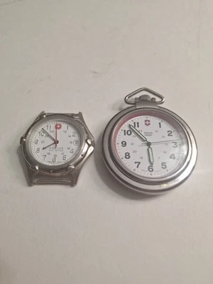 2 Untested Vintage Wenger Sak Design+ Swiss Army  Pocket Watch  Quartz As Is EE - Image 1 of 4