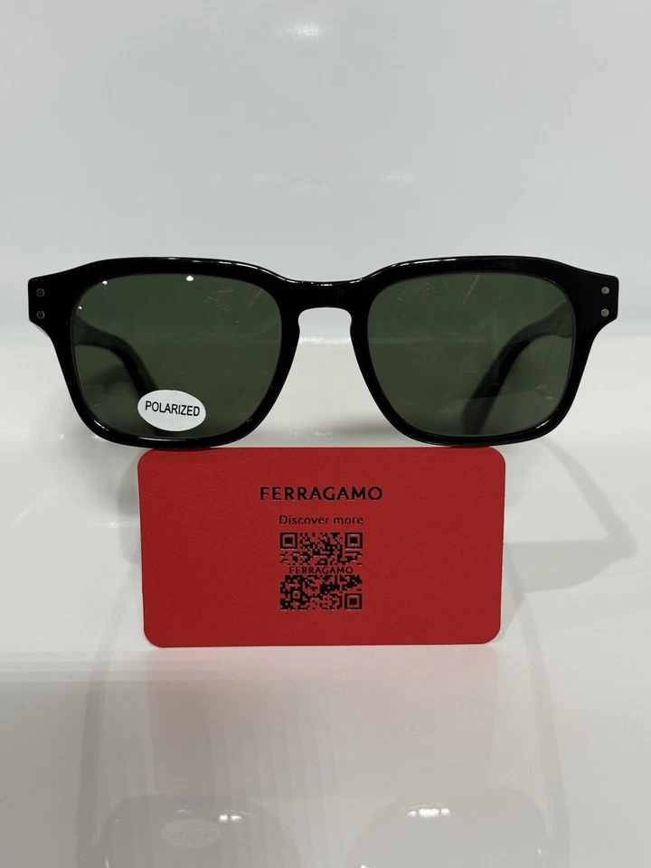 Gafas de sol Salvatore Ferragamo 2958 acetato negro con gafas de sol verdes polarizadas personalizadas G15 Foto 1 de 4