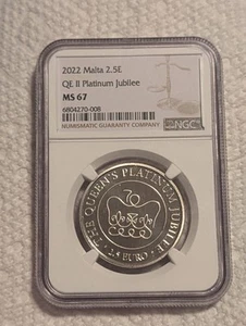 2022 Malta QE II Platinum Jubilee NGC MS67 Low Mintage Coin!!!!!! - Picture 1 of 2