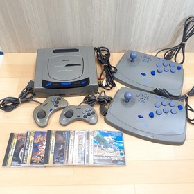 Sega Saturn Console with 2 Virtua Stick controllers & 5 games Japan Gray tested