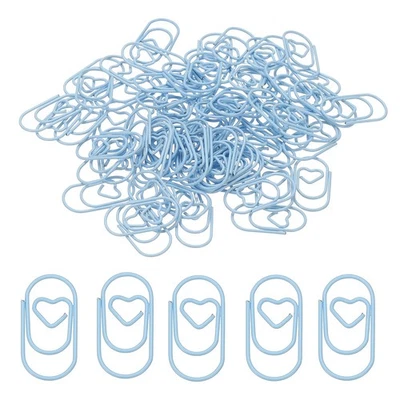 1x0.4 Inch Mini Paper Clip, 80 Pcs Metal Heart Paper Clip Small Cute Bulk, Blue Foto 1 de 4