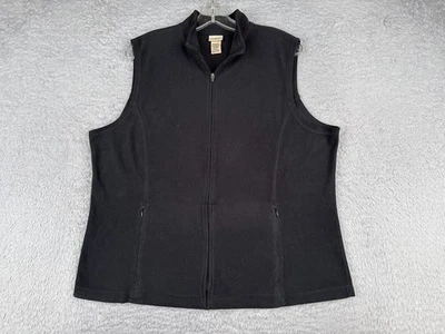 LL Bean Vest Womens Extra Large Black Full Zip Sleeveless Polyester Fleece Hike - Image 1 of 4