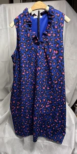 Vestido FSL Apparel Azul/Rosa/Negro Estampado Leopardo Sin Mangas Hasta la Rodilla Talla L - Imagen 1 de 4
