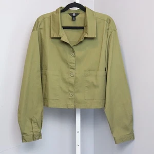 Volcom Olive Green Cropped Jacket Size L  - Picture 1 of 6