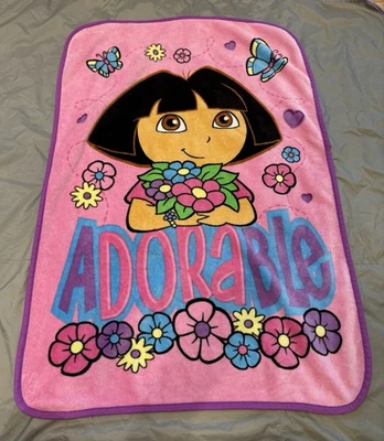 Nick Jr Dora la Exploradora Bebé Manta Vellón Adorables Flores Rosa Y2K Foto 1 de 4