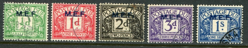 BOIC - MEF 1942 почтовые расходы из-за полный комплект 1⁄2d-1s SG MD.1-MD.5 б/у (cat. £55) - Изображение 1 из 1