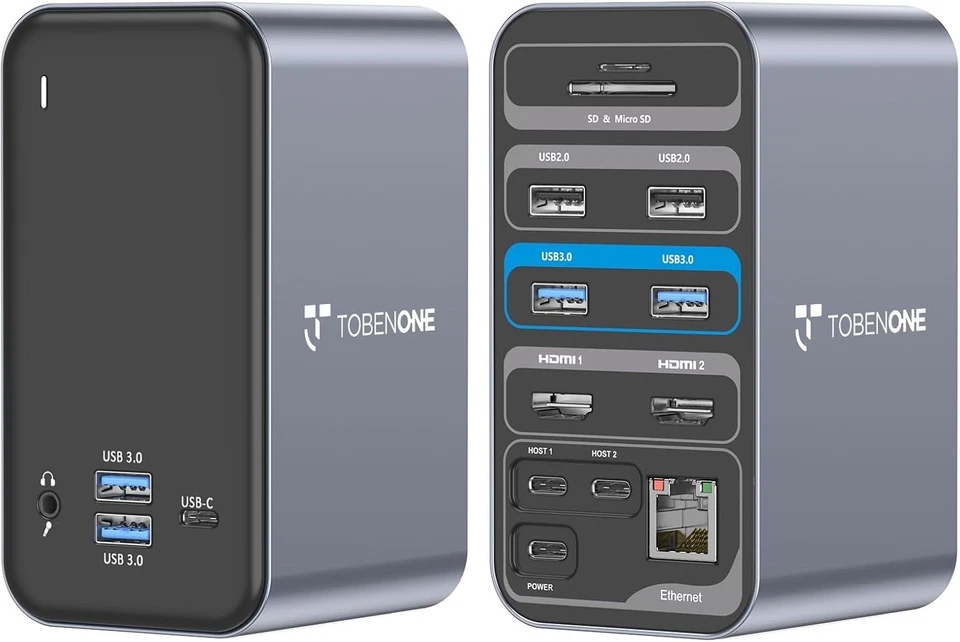 Tobenone USB C Docking Station for MacBook Pro/Air  Laptop Dock Dual Monitor - Image 1 of 4