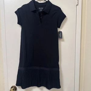 Nautica Girls Navy Polo School Uniform Dress L (12-14) Ruffle Front bottom NEW - Picture 1 of 5