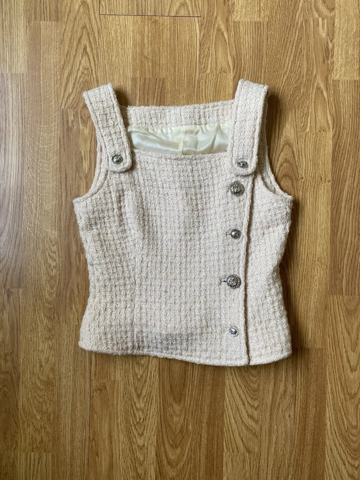 Vintage 1994 Gianni Versace Couture Tweed Wool Cashmere Top Very Rare Sz 40 XS/S - Image 1 of 4