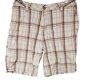 Dockers D4 Relaxed Fit Plaid Chino Shorts Mens 36 Tan & Brown 100% Cotton - Picture 1 of 11