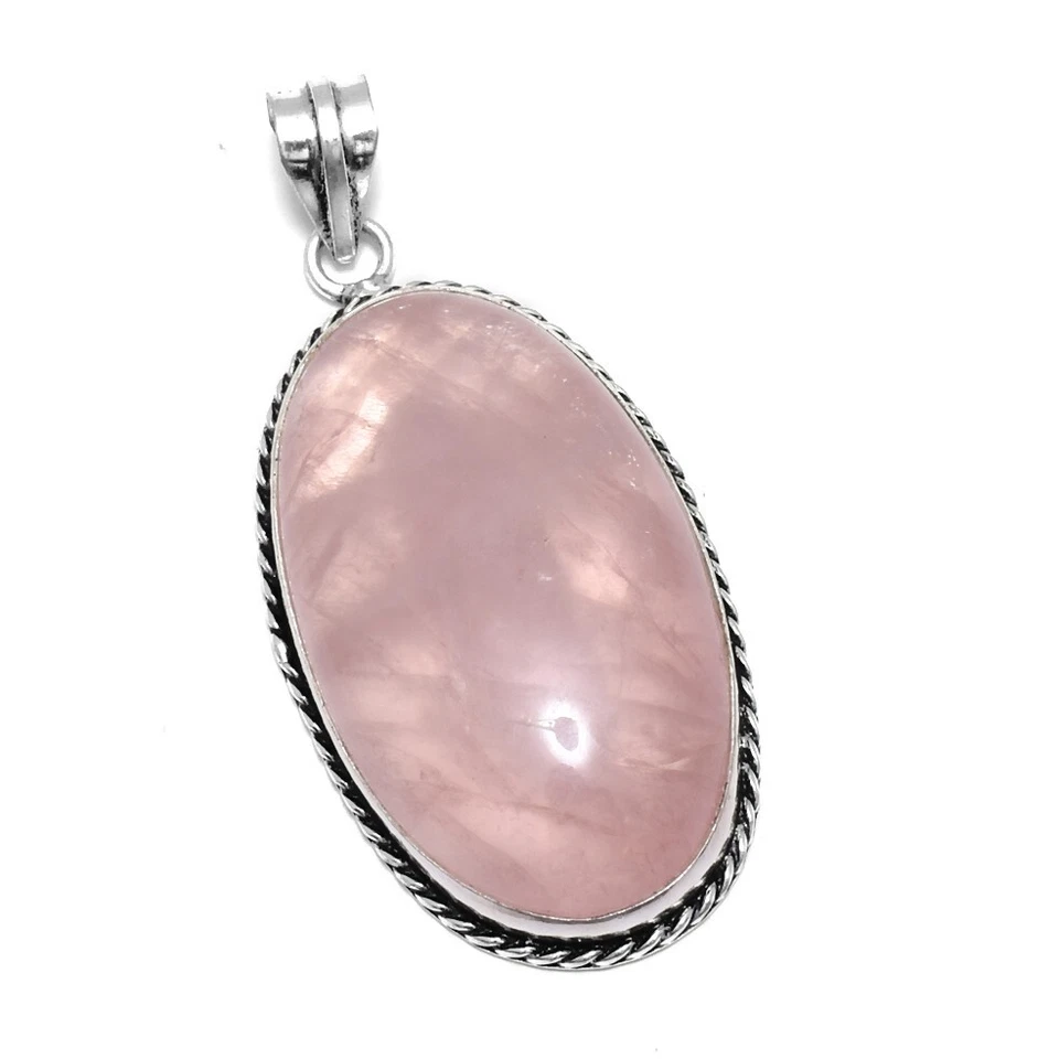 Этническая подвеска ручной работы из розового кварца ювелирные изделия 2,72 дюйма IP-10006 - Изображение 1 из 1