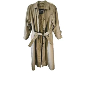London Fog Tan Maxi Trench Coat Women 8P Single Breasted Lined - Picture 1 of 11