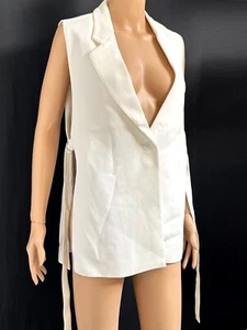 Gilet ZARA BIANCO CON SFIATO risvolto colletto aperto lato sartoriale senza maniche BLAZER - Foto 1 di 22