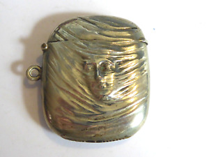 Rare Antique Silver Plated Novelty Veiled lady Ghost Face Vesta Match Safe