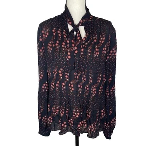 Top Brooks Brothers Botón Frontal Talla 8 Floral 100% Seda Manga Larga Mujer Negro - Imagen 1 de 11