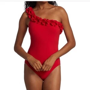 Costume da bagno monospalla nuovo con etichette Karla Colletto Swim Ellery pezzo unico rosso ciliegia taglia 8 - Foto 1 di 9