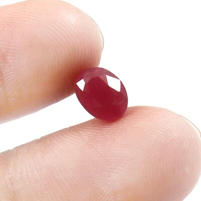 2.01 CT CERTIFIED 100% Natural Unheated Mozambique Ruby Oval Loose Gemstone Cut - Image 1 of 4