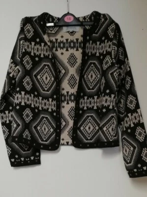 Womens Peacocks Black Jacket Size 10 Geometric Print - Image 1 of 4