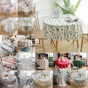 Christmas Home Decor Round Tablecloth for Kitchen Dining Room Evening Party Cafe - Picture 1 of 164