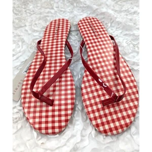 ESPRIT Lindas Chanclas Rojo Gingham NUEVAS $28 Talla 9M - Imagen 1 de 3