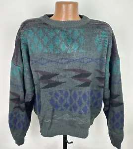 Vintage 90s GITANO Cropped Sweater MENS L Relaxed Fit Geometric Vaporwave Grunge - Picture 1 of 13