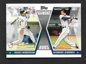 2011 Topps Series 1 RICKEY HENDERSON & DESMOND JENNINGS Diamond Duos -ATHLETICS-