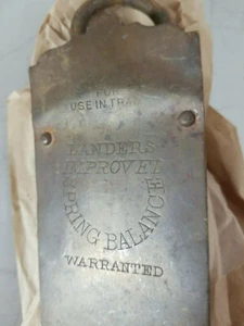 Antique Landers Scale ~ 50 lb ~ 8.5" Brass Front Hanging Spring Balance Scale~12 - Picture 1 of 5