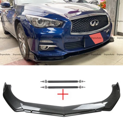 For Infiniti QX50 QX60 Front Bumper Lip Spoiler + Strut Rods Carbon Fiber - Imagem 1 de 4