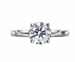 Round Cut Solitaire CZ 925 Sterling Silver Engagement Ring White Brilliant CZ - Imagen 1 de 3