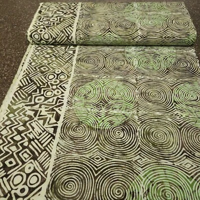 Luau BTY Banyan Batiks Tonal Green Double Border Circles - Image 1 of 4