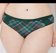 Lane Bryant Green Plaid Cotton w/ Lace Wide-Side Thong Panty Plus Size 14/16, 1X