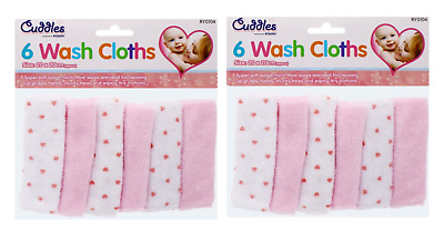 2 X Pack Of 6 Soft Baby Wash Cloths Towel Flannel Machine Wash From 0 Months + • 4.99£