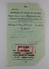 Passport Page Traveler's Visa Spain  1949 - USA - Chicago revenue fee stamp