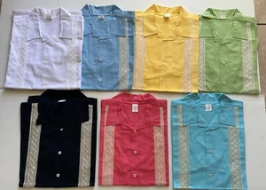 Guayabera Men's Cuban Beach Wedding Short Sleeve Button Up Casual Dress Coral XL - Picture 1 of 4