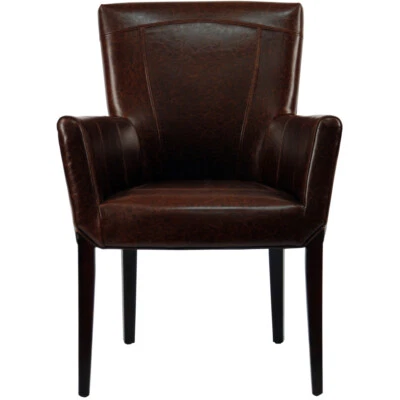 SAFAVIEH Ken Leather Arm Chair | Brown | - Image 1 of 4