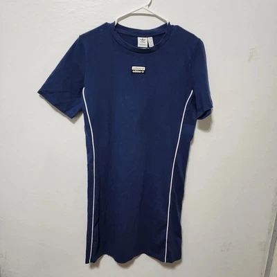 Adidas Originals Women's Slim Fit Piped T-Shirt sporty Dress Blue Size XL - Image 1 of 4