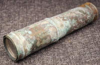 Antique 8" Brass  Ship Captain's Spyglass Scope Military Naval ? Unknown Parts? - Image 1 of 4