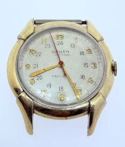 GRUEN VERI-THIN PRECISION 17J MENS VINTAGE WRIST WATCH - 10K GOLD FILLED RUNS - Picture 1 of 8