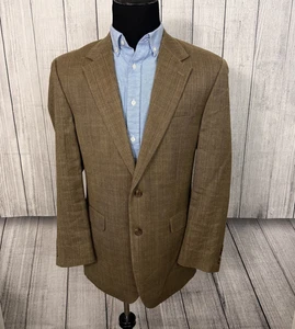 Lauren Ralph Lauren Herren 42 L Braun Fischgrät Seide & Wolle 2 Knopf Sport Mantel - Bild 1 von 9