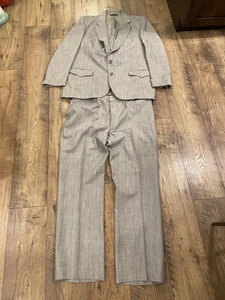 Vtg Tregos Westwear 48L 40x32 USA Gray Polyester Suit Cowboy Rockabilly USA - Picture 1 of 10