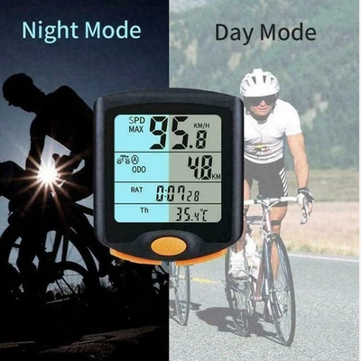 Funk Fahrradcomputer LCD Fahrrad Tachometer Radfahren Kilometerzähler kabellos - Bild 1 von 4