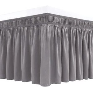Wrap Around Bed Skirts for Full & Full XL Beds 14" Drop, Silver Grey Adjustab... - Picture 1 of 9
