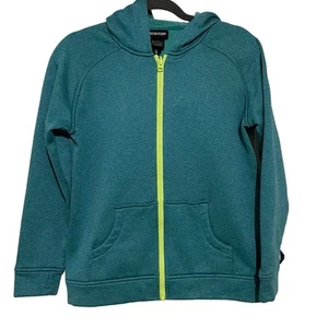 Burton Kids Zip-Up Hoodie Blue Sweatshirt Green Zipper Fleece Lined Large - Picture 1 of 7